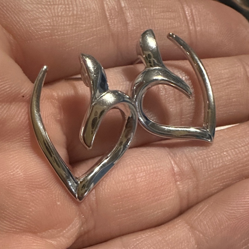 VTG Monet Silver Heart Earrings